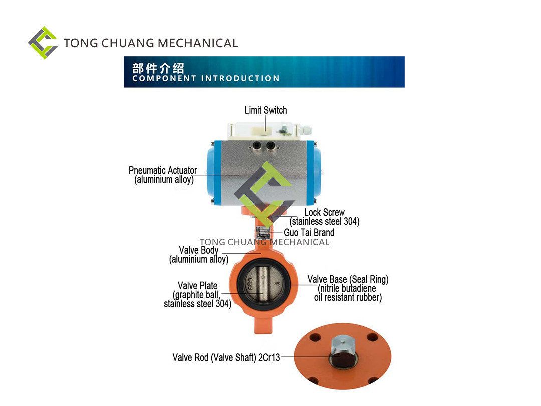 Clamp Pneumatic Butterfly Valve Air Operated GDT7-65 Soft Sealing Type