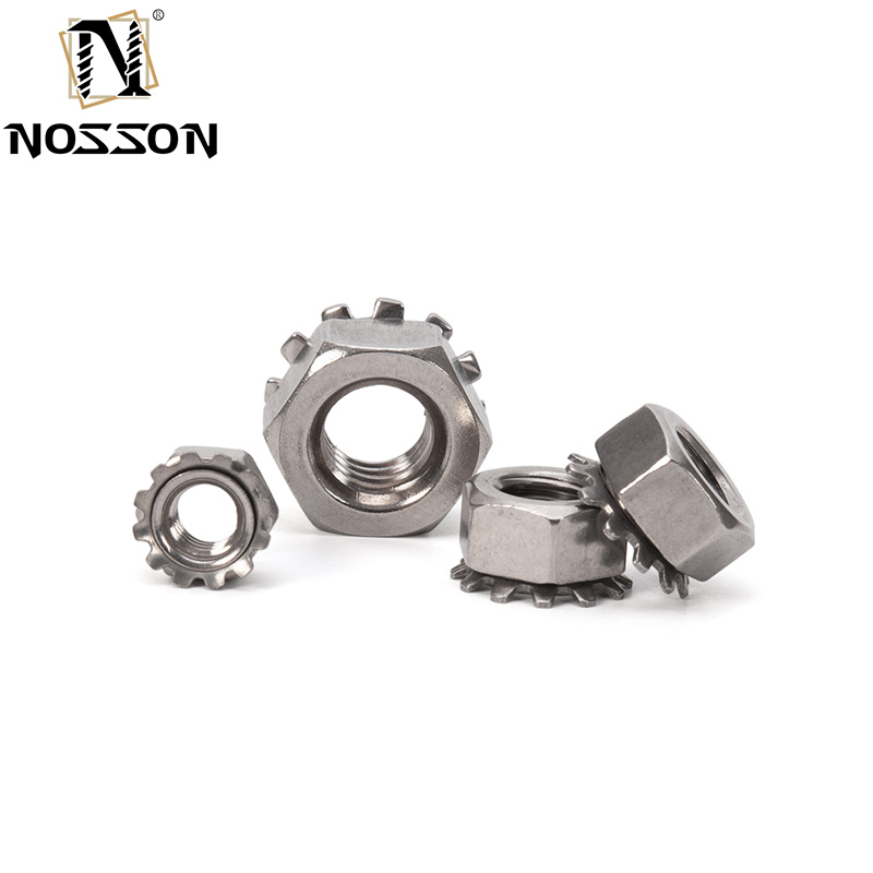 304 Stainless Steel K Type Nut for Polished Finish Carbon Steel Hex Toothed Serrated Washer Gasket Lock Nut