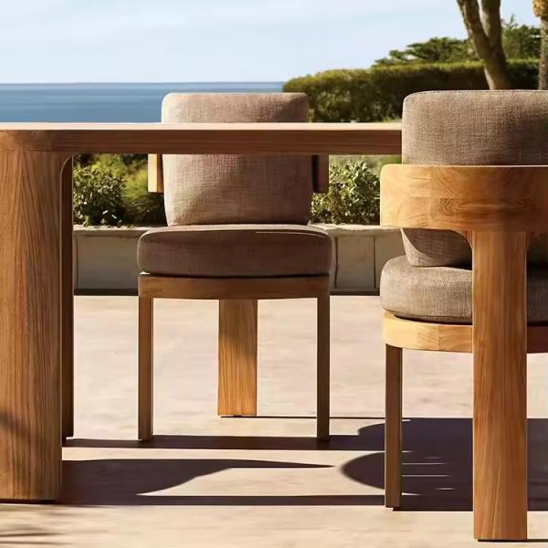 High End Waterproof Teak Outdoor Dining Table And Chairs Patio Garden Soild Wood