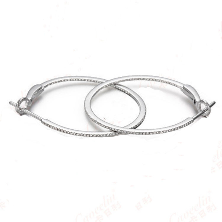 18K White Gold 0.39 Carat Daimonds Hoop Earrings for Women Gift (GDE021)