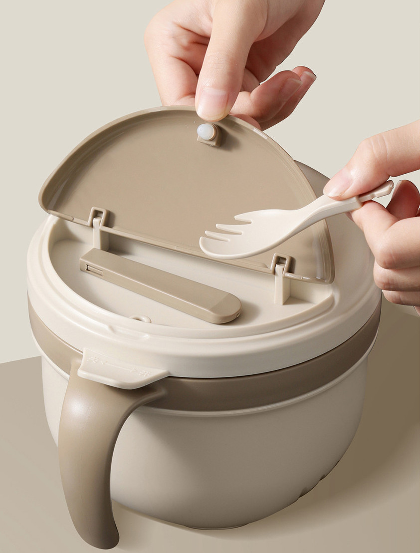 Instant Noodle Bowl With Drain Port Heated By Induction Cooker Metal Bento Lunch Box
