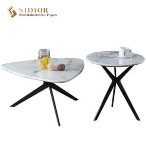 Wholesale Restaurant Coffee Table, Corner Table, Center Table, Tea Table, Side Table, Natural Marble Top, Powder Coated Steel Base from china suppliers