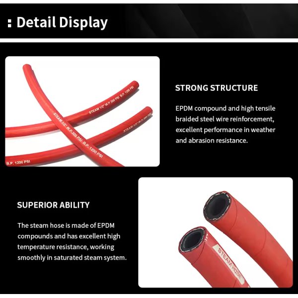 Rubber High Pressure High Temperature Flexible Hose Steam Transfer Hot Water Hose