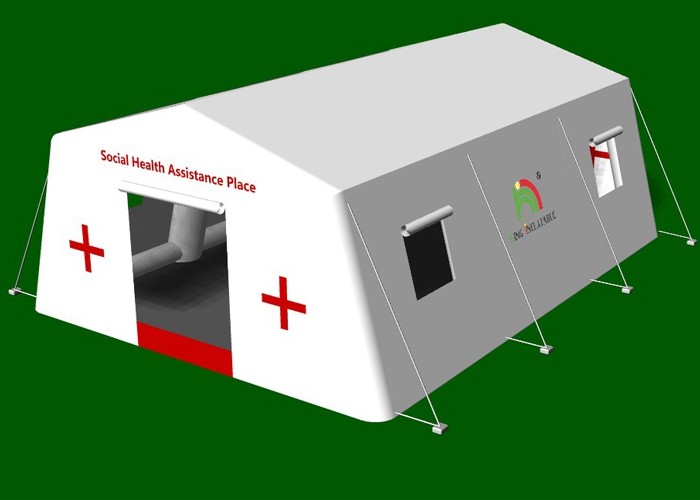 White 7.55X5.6m Custom Portable Inflatable Medical Event Tent For Emergency Shelter