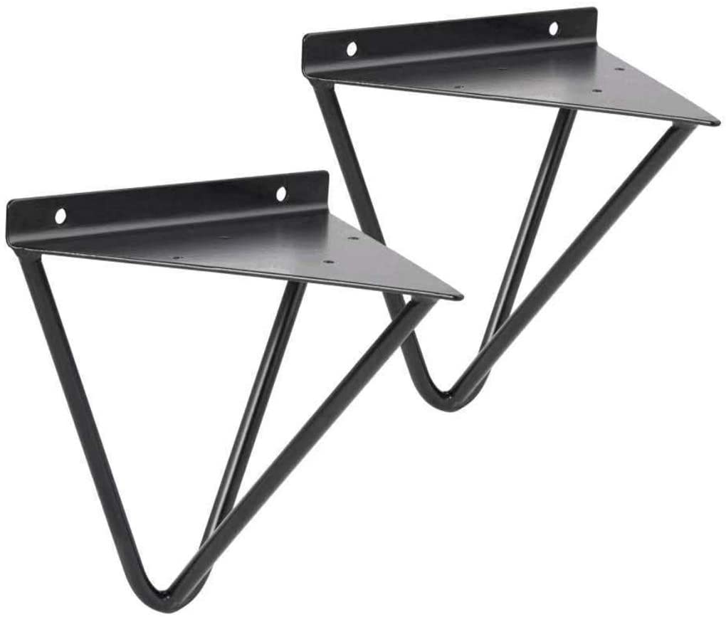 Industrial Mid Century Modern Wall Shelf Support with Powder Coating Hairpin Brackets