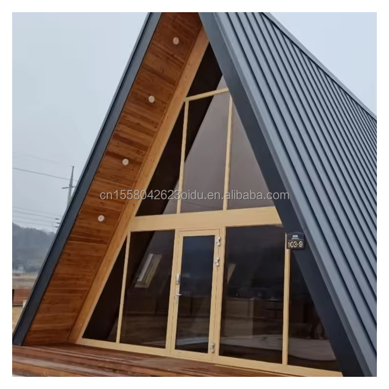 Galvanized Steel Square Tubes Main Structure Hotel Triangle A Frame Prefabricated House Kit for Luxury