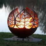 3mm Thickness Corten Steel Wood Burning Fire Pit In Backyard