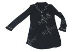 Black Plus Size Modal Sleepwear , Womens Long Sleeve Nightshirt Button Placket