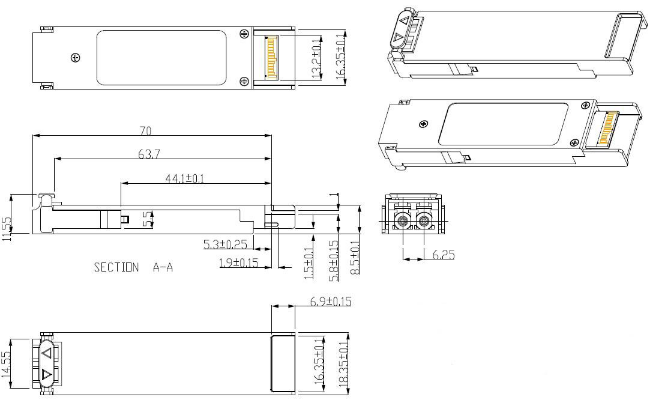 Professional ER 10G XFP Transceiver CWDM Module 40KM 1490nm LC Duplex With DDM