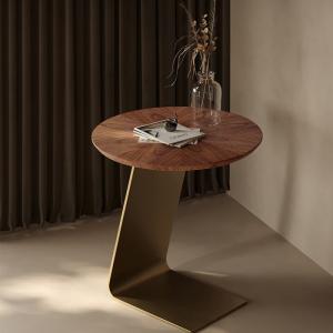 Wholesale Walnut Veneer Round End Tables For Living Room Brushed Gold Color from china suppliers