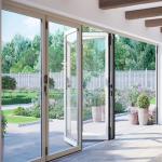 Finished Surface Modern Commercial Bifold Doors with Tempered Glass and Low-E