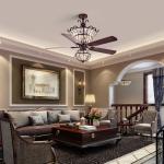 Luxury 6000LM 48 Inch 1220MM Chandelier Crystal Ceiling Fan Light For Living