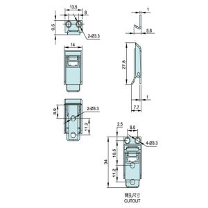 34mmx14mmx7.7mm Spring Silver Toggle Draw Latch
