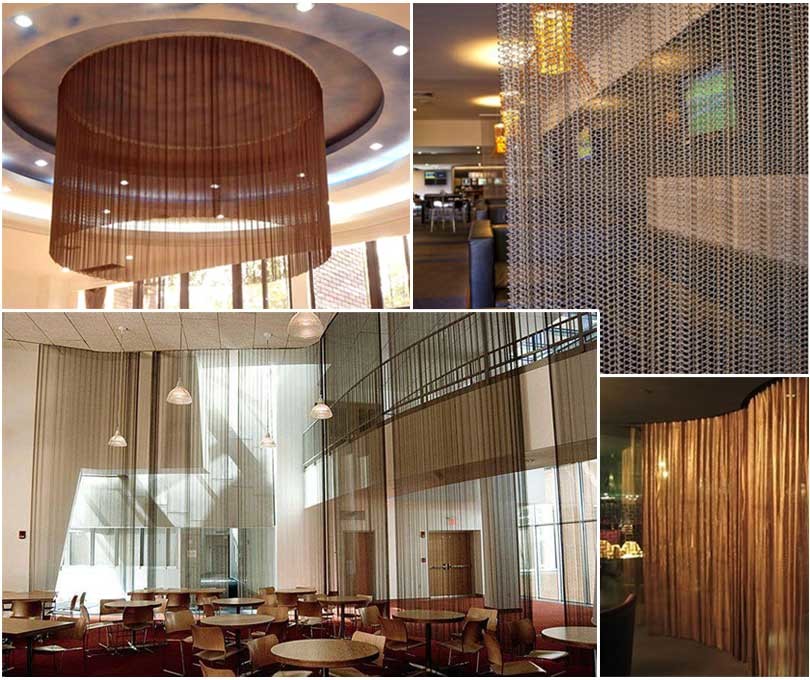 Durable Architectural Woven Wire Mesh Innovative Acoustic Baffle Curtains And Ceiling