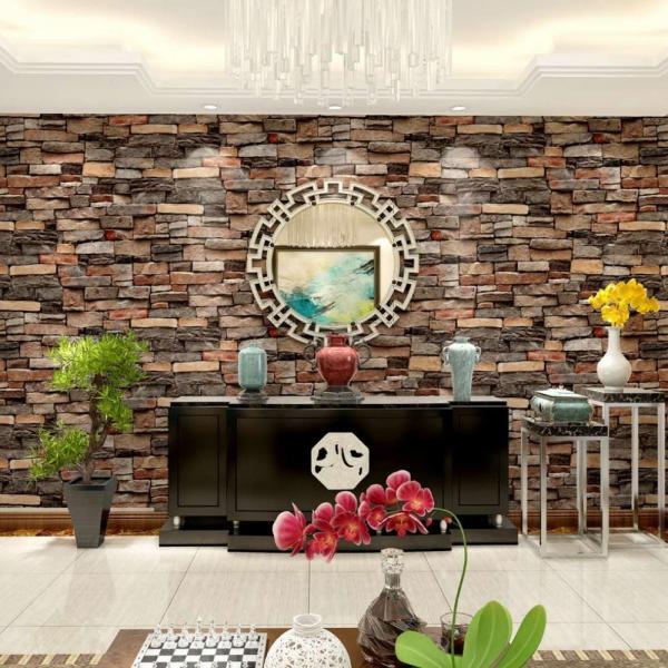 Moisture-Proof PVC Vinyl Brick Stone Wallpaper Vintage Design 3D Brick Wallpaper