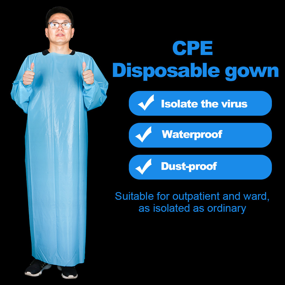 CPE Apron Long Sleeves Medical Disposable Gowns