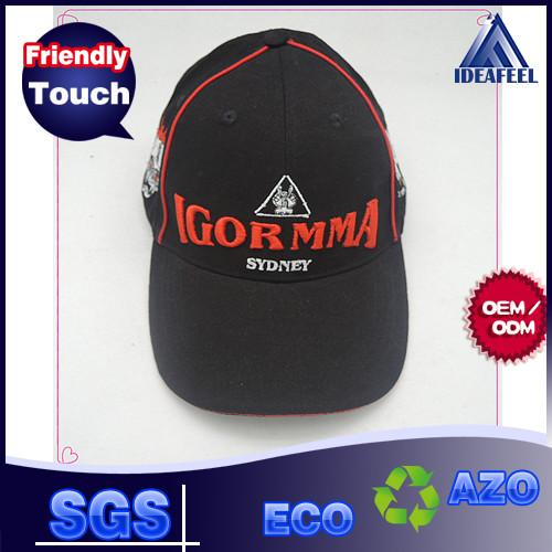 Embroidered Brushed Red Strips Black Baseball Cap , 3D Iron Man Logo Hip Hop
