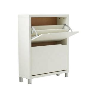 Wholesale Customized Contemporary White Wooden Flip Down closed Shoe Rack Furniture 2 Tier For hallway from china suppliers