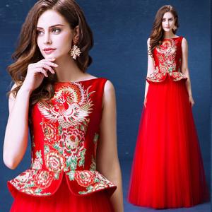 Wholesale Chinese Traditional Bride Toast Set Dress Invisible Zipper Back Evening Dress TSJY140 from china suppliers