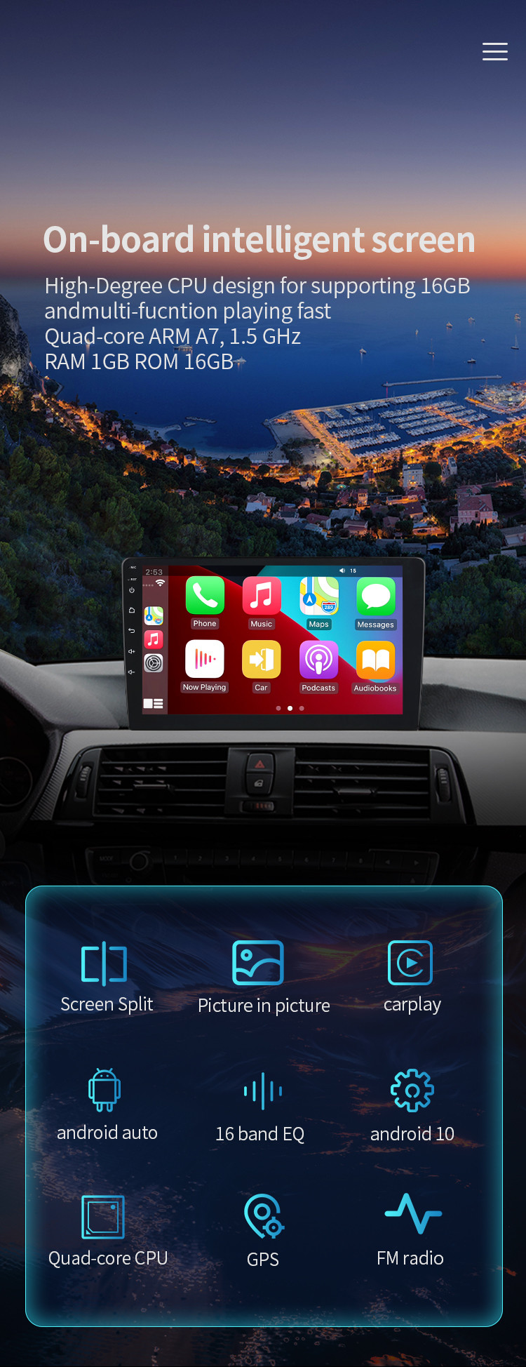 9 Inch Android 9.0 GPS Car Stereo Radio Support Rear Camera For Toyota RAV4 2007 - 2013
