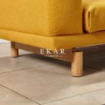 Wide Couch Set Pine Wood Yellow Fabric Sofa Set