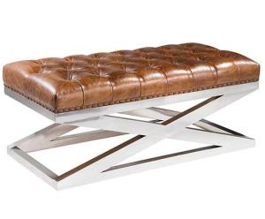 Wholesale Living Furniture X Cross Leather Tufted Buttons Bench Vintage Leather Stool from china suppliers