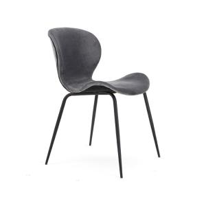 Wholesale Grey Velvet Upholstered Dining Chairs Wave Shape Seat Anti Slip Mat from china suppliers