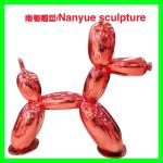 Hotel mall deco metal effect robert dog statue as decoration in park or hall
