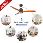 52 Inch Real Wood Blades Copper/Metal/Wood LED Ceiling Fan with Natural Light