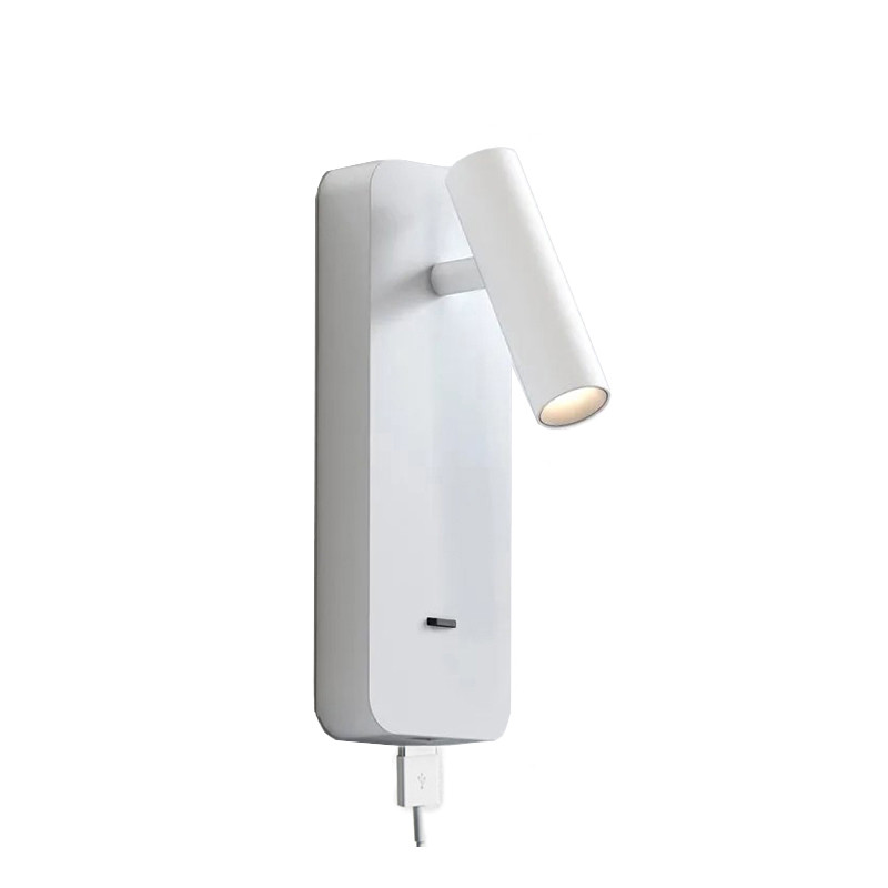 Adjustable cylinder bed reading wall lamp bedside light USB flexible headboard spot light for hotel villa project