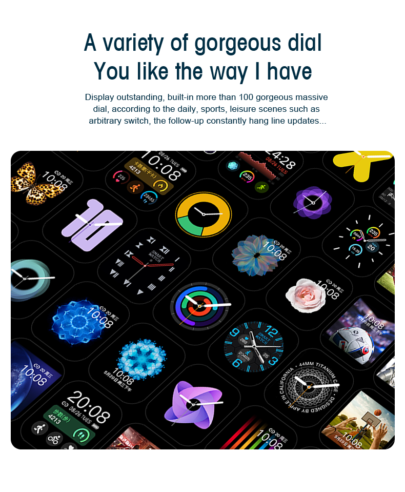 Newest design smart watch men and women 8 languages Touch Screen Sports Fitness heart rate blood oxygen sleep IP67 Water