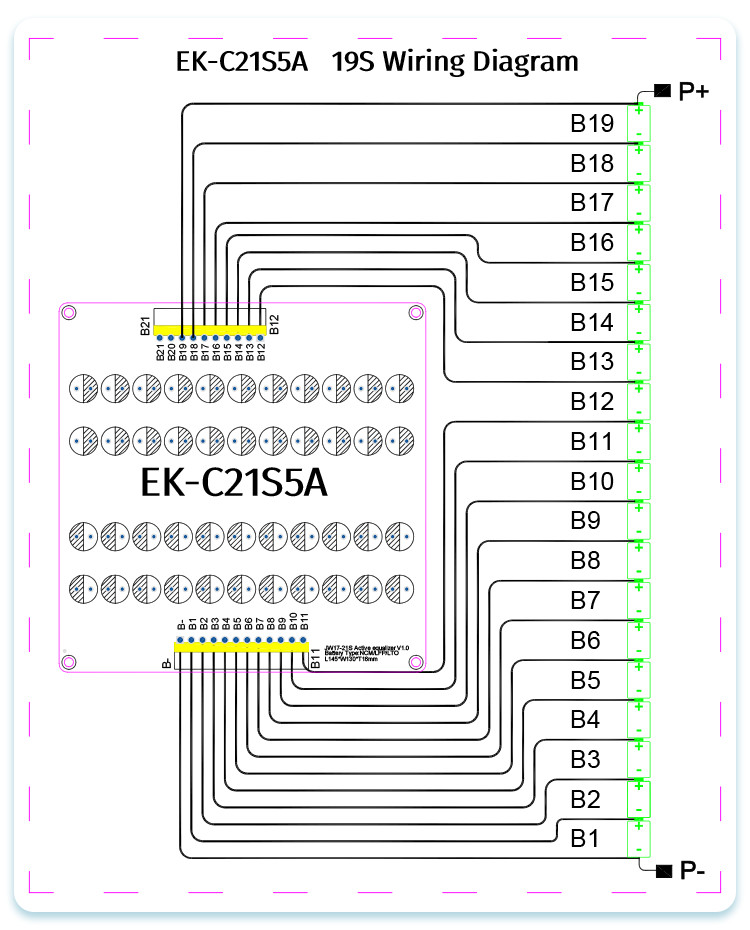 BMS 17S - 21S 5A Active Balancer Energy Transfer Equalization Board For Battery Pack