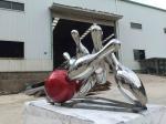 Modern Large Metal Garden Ornaments Bowling Bowl Shape Stainless Steel