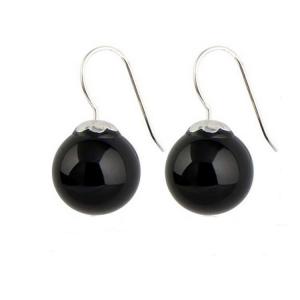 Wholesale 925 Sterling Silver Dangle Earrings with Black Onyx Bead (011634BLACK) from china suppliers