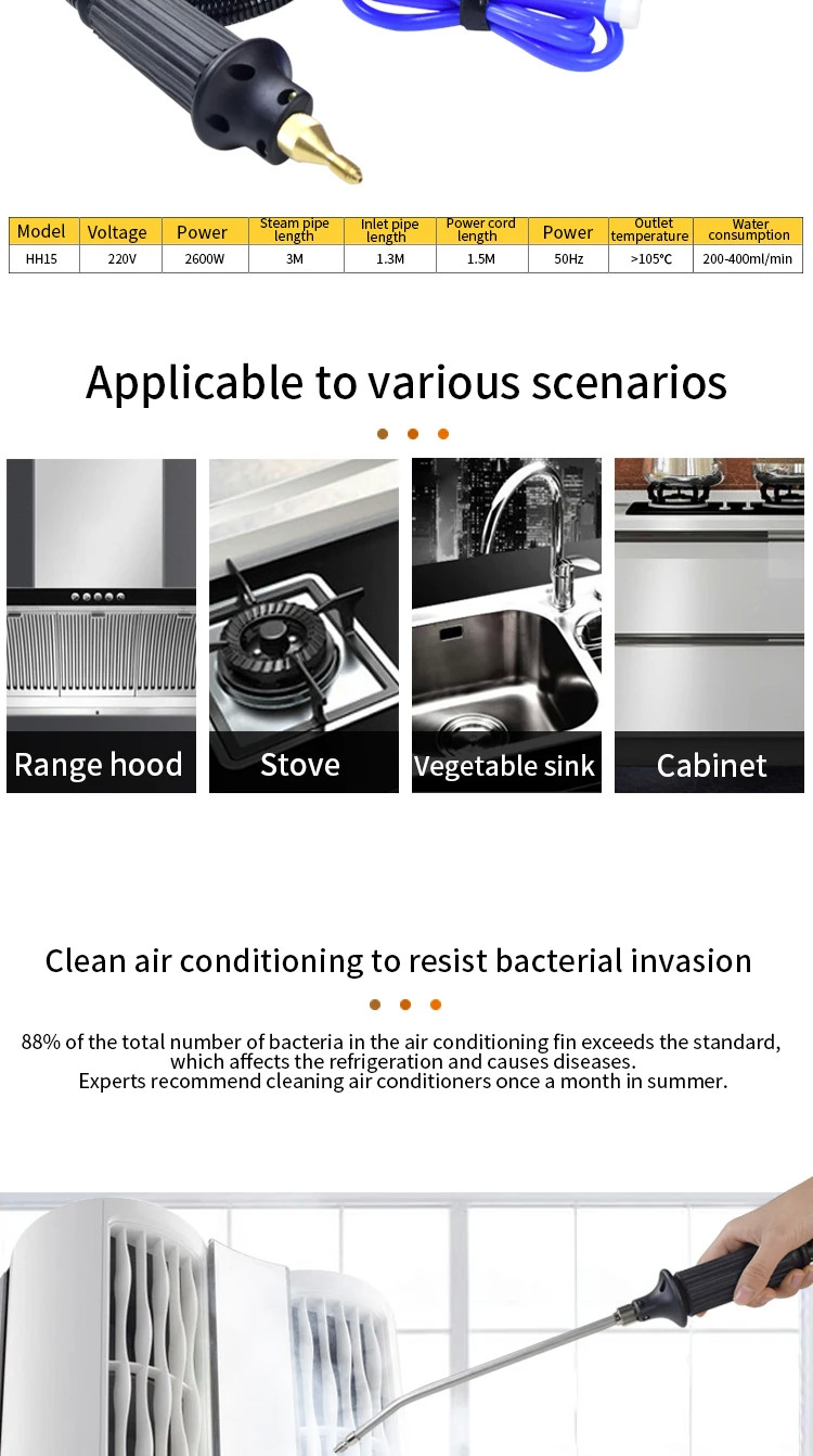 2600w Multipurpose Household Steamer Cleaning Machine Car Kitchen Electric Handheld High Pressure Steam Cleaners