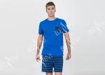Mens Cotton Jersey Round Neck Tee and Yarn Dyed Striped Short Pants Pyjamas Set