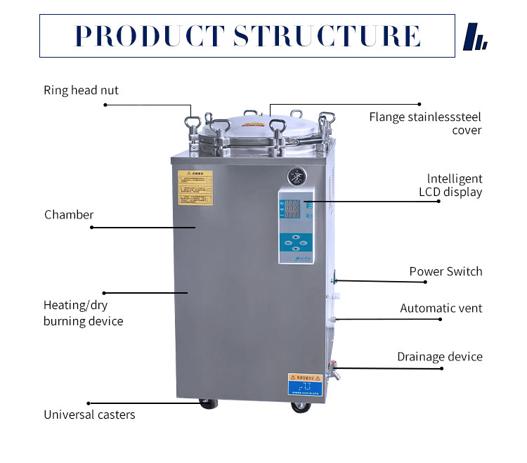 Automatic Food Sterilizer Autoclave 150 L Vertical 760*760*1280mm