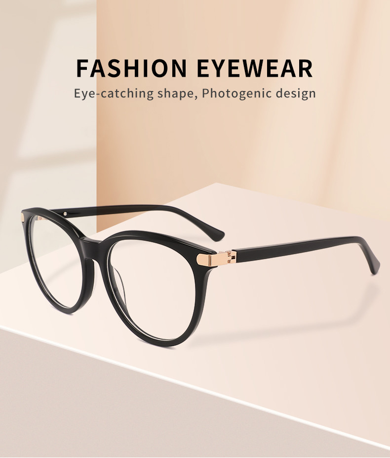 Eco Friendly Round Acetate Glasses Classic Retro Clear Lens Eyeglasses Frame 55mm