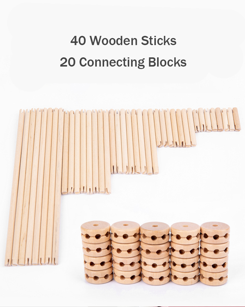 3D Construct Fort Wooden Building Blocks Toy Creative DIY For Children