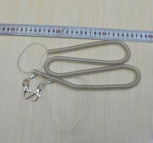 Wholesale Good protector plastic steel wire core coiled lanyard leash holder w/thumb trigger hooks from china suppliers