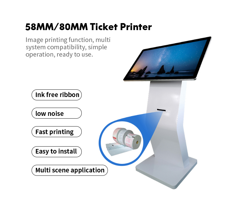 21.5'' Android Touch Screen Kiosk - Interactive Digital Signage Display with Built-in Printer, Floor Standing Commercial Player