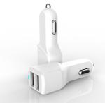 White KOSUN 5V2.4A Dual Port Vehicle Charger Samsung