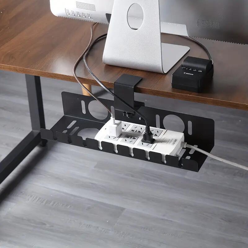 Organize Office Wires with Multifunctional Carbon Steel Under-Desk Cable Organizer