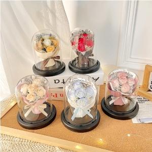 Wholesale Woolen French Romantic Simulation Flower Hug Bucket Ornaments Creative Lighted Rose Bouquet Valentine's Day Gift Hand-held Flower Bag 11x15cm from china suppliers