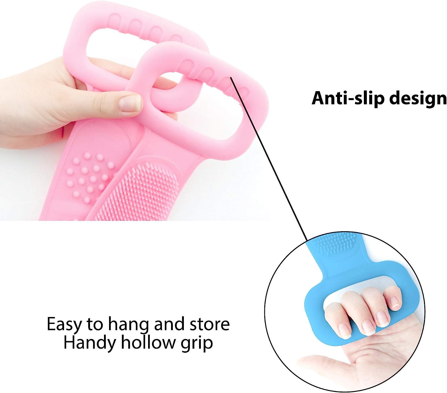 Portable Flexible Silicone Shower Back Scrubber , Anti Slip Silicone Bath Body Brush