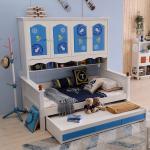 multi-functional 4 cloth cabinets blue children bed