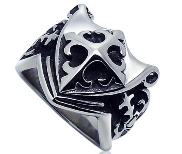 Scout flower pattern Cross Shield Men's Rings Fashionable essential titanium