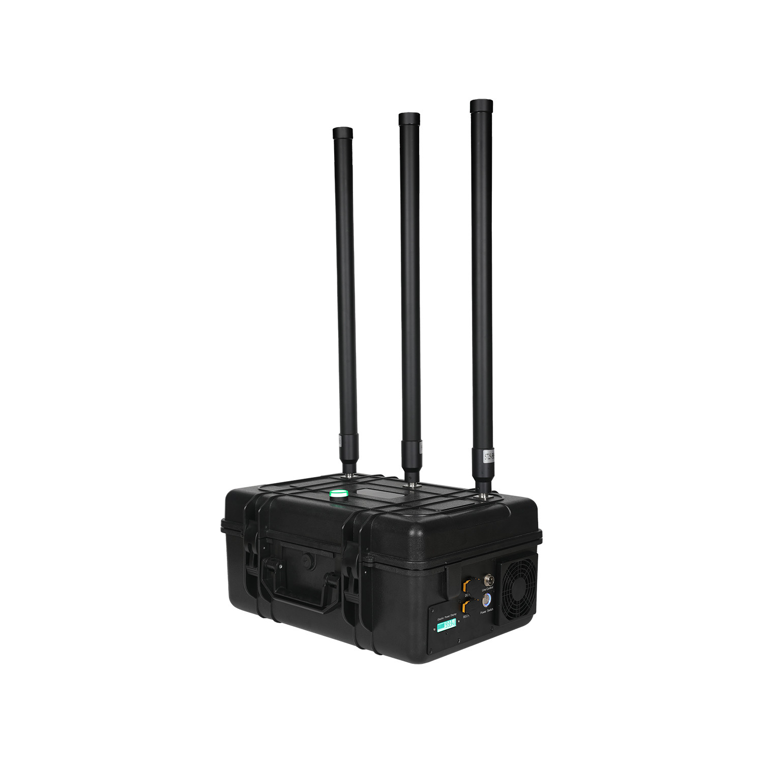 3 antennas 150W powerful briefcase design signal jammer blocks 2400-2500MHz,850-950MHz, 5725-5850MHz etc,. customizable signals, with a coverage range