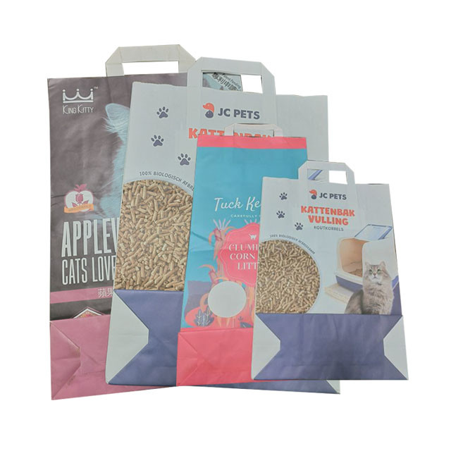 Grease Paper Charcoal Cat Litter Biodegradable Kraft Bag Double Layer With Handle