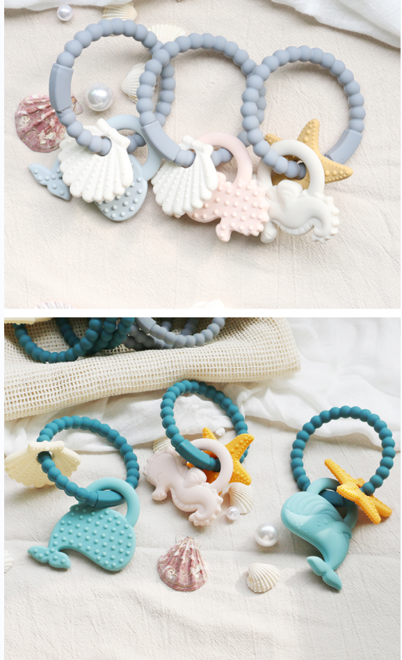Food Grade Silicone Baby Teether With Non - Toxic Design And Easy Grip Handle BPA Free Silicone Teething Rings